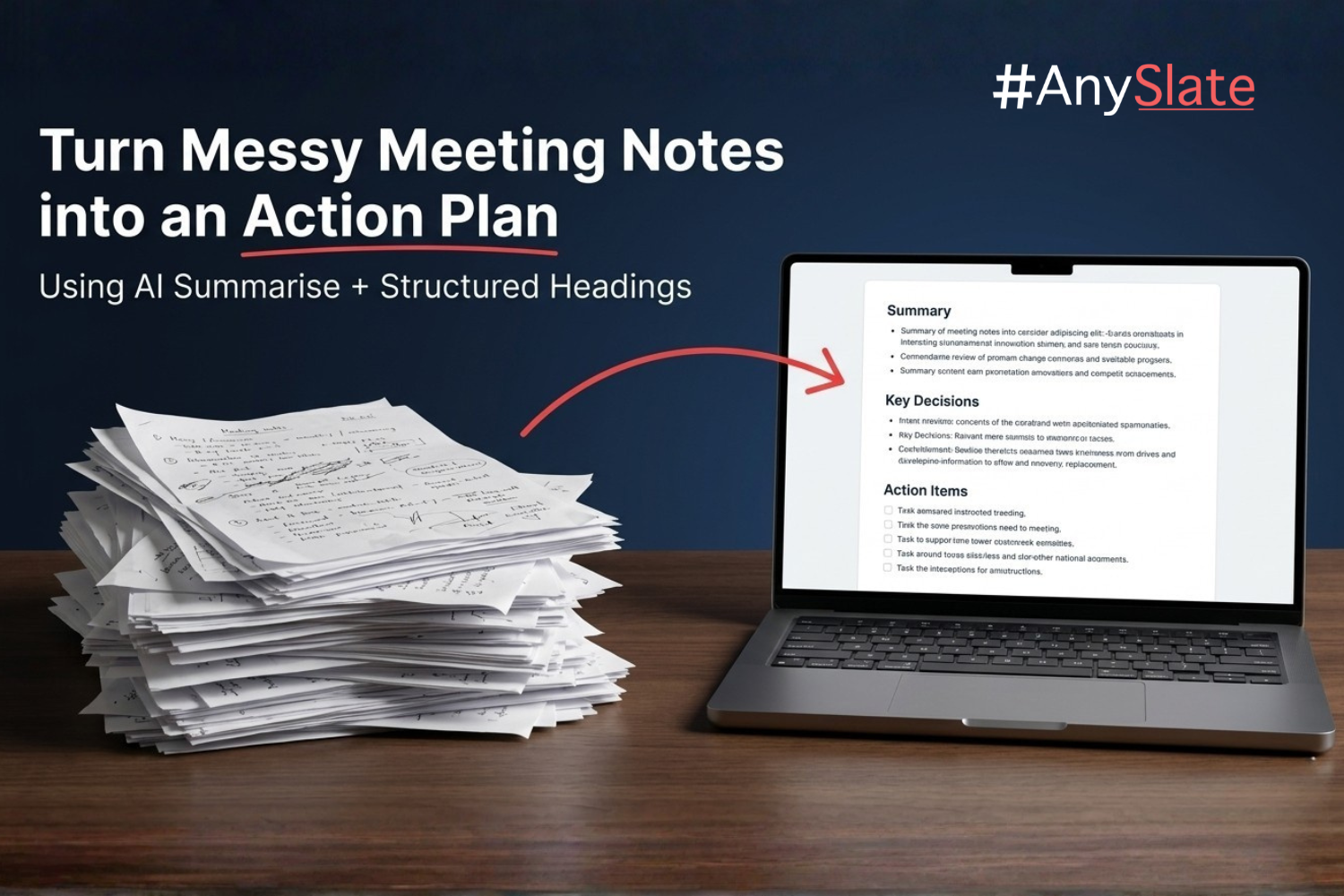 How to Turn Messy Meeting Notes into an Action Plan (Using Summarise + Headings)